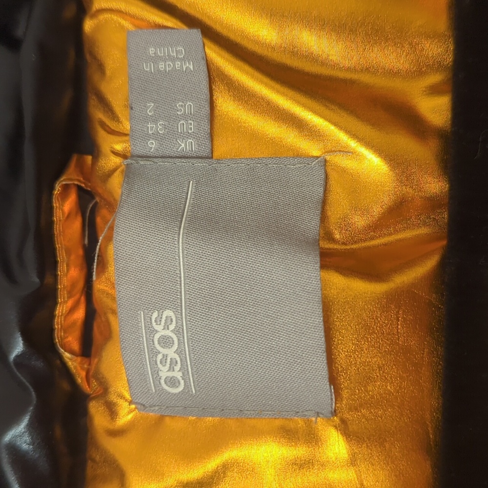 ASOS Metallic Orange Puffer Jacket Size 2 - Picture 2 of 5